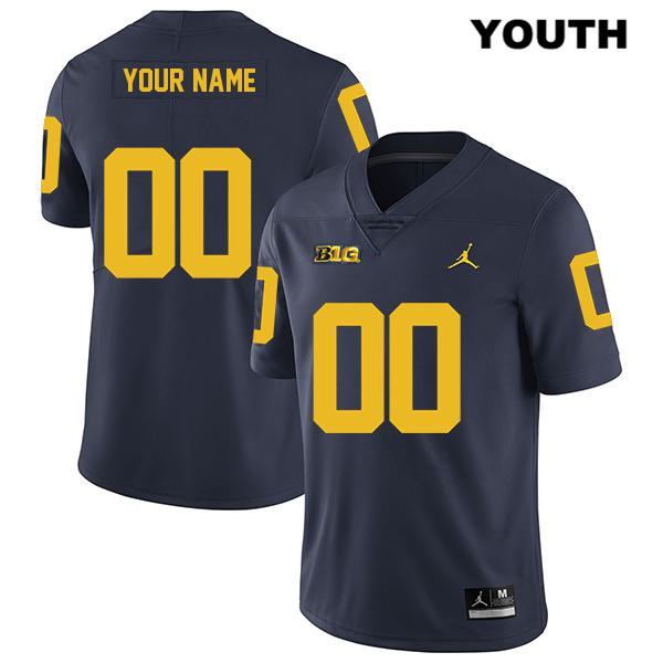 Youth NCAA Michigan Wolverines Custom #00 Navy Jordan Brand Authentic Stitched Legend Football College Jersey ZP25K65CZ